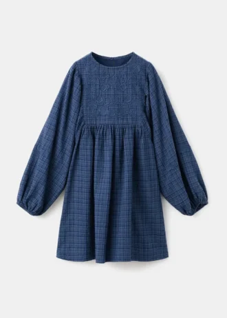 Abito a quadri con dettagli ricamati