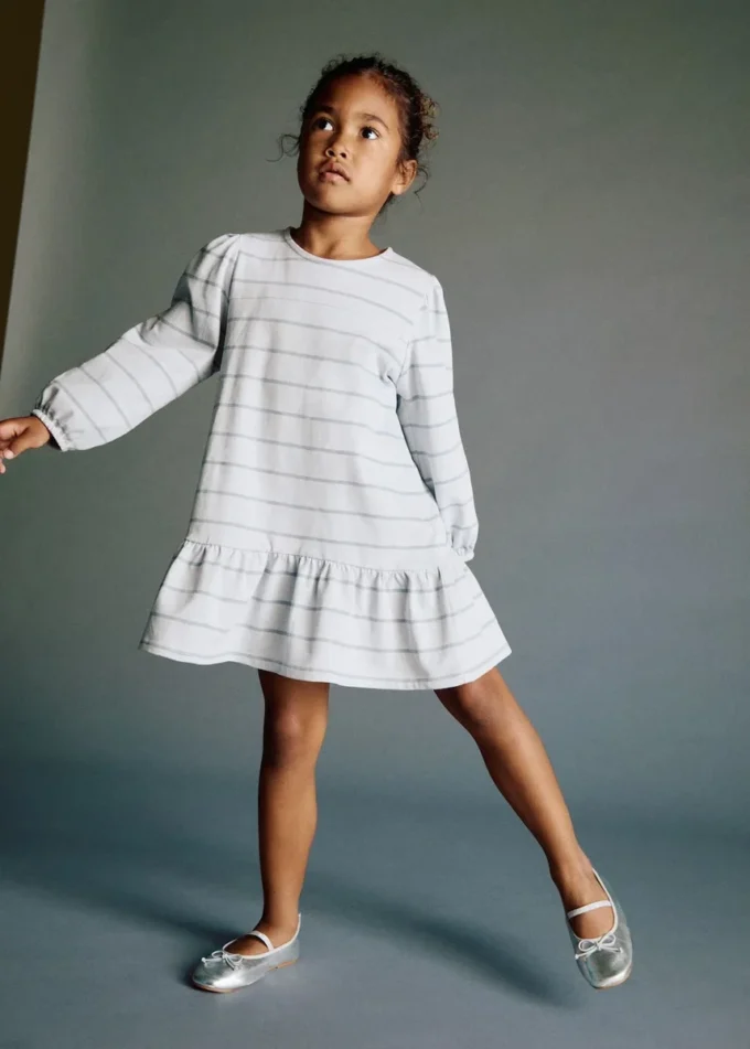 Abito a righe in misto cotone Abito a righe in misto cotone