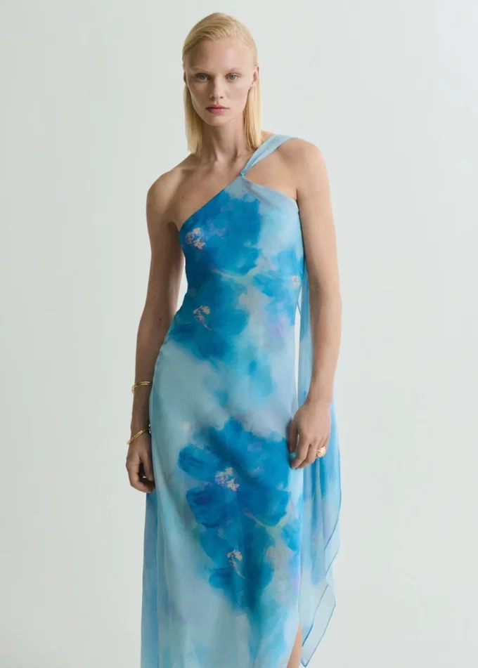 Abito asimmetrico con stampa floreale Abito asimmetrico con stampa floreale