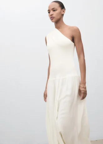 Abito asimmetrico in maglia mista