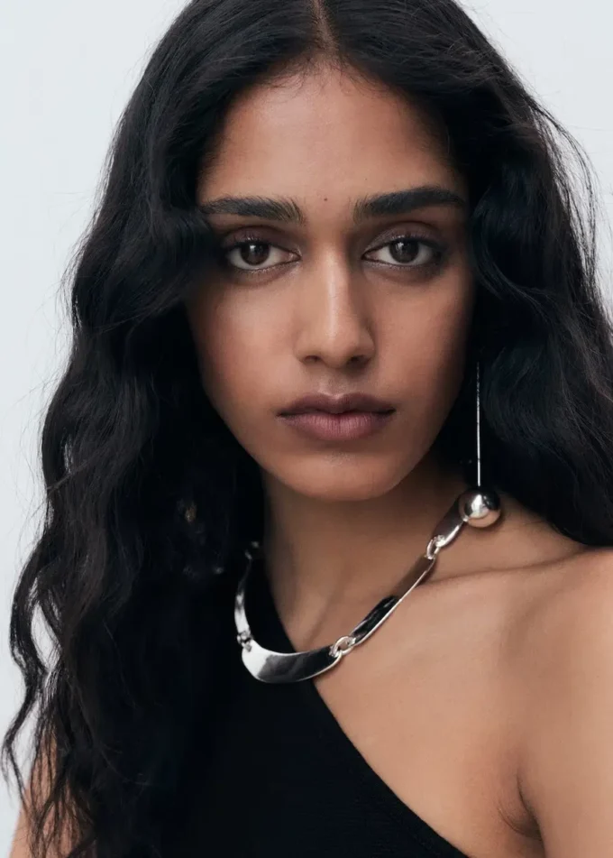 Abito asimmetrico in maglia mista Abito asimmetrico in maglia mista