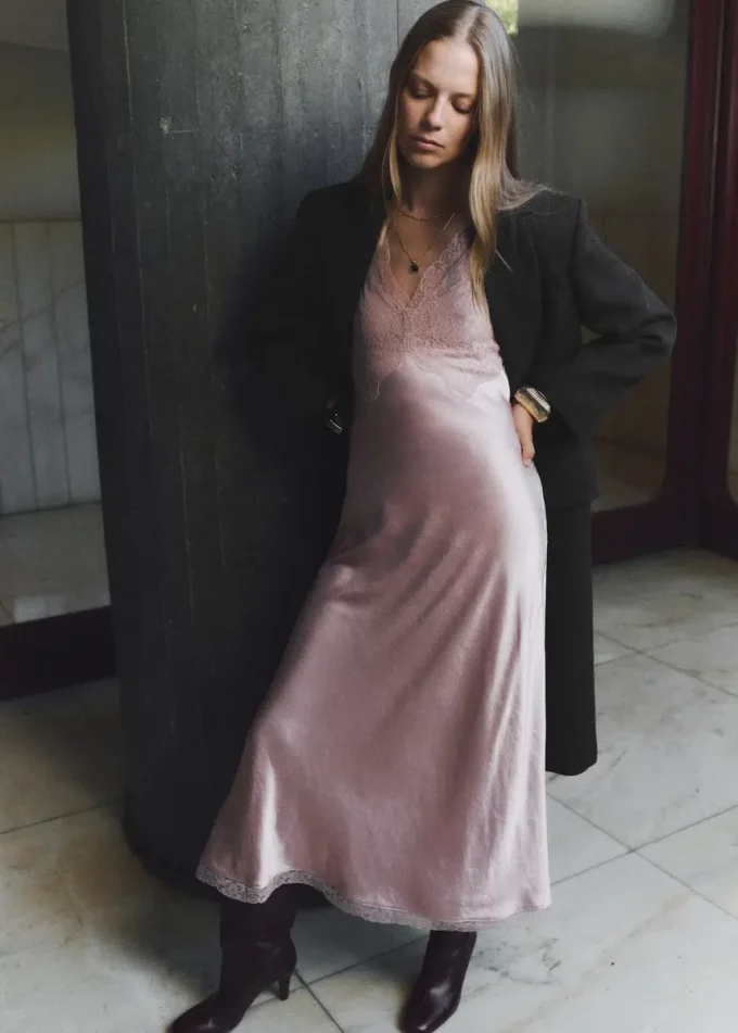 Abito camicia in raso Abito camicia in raso