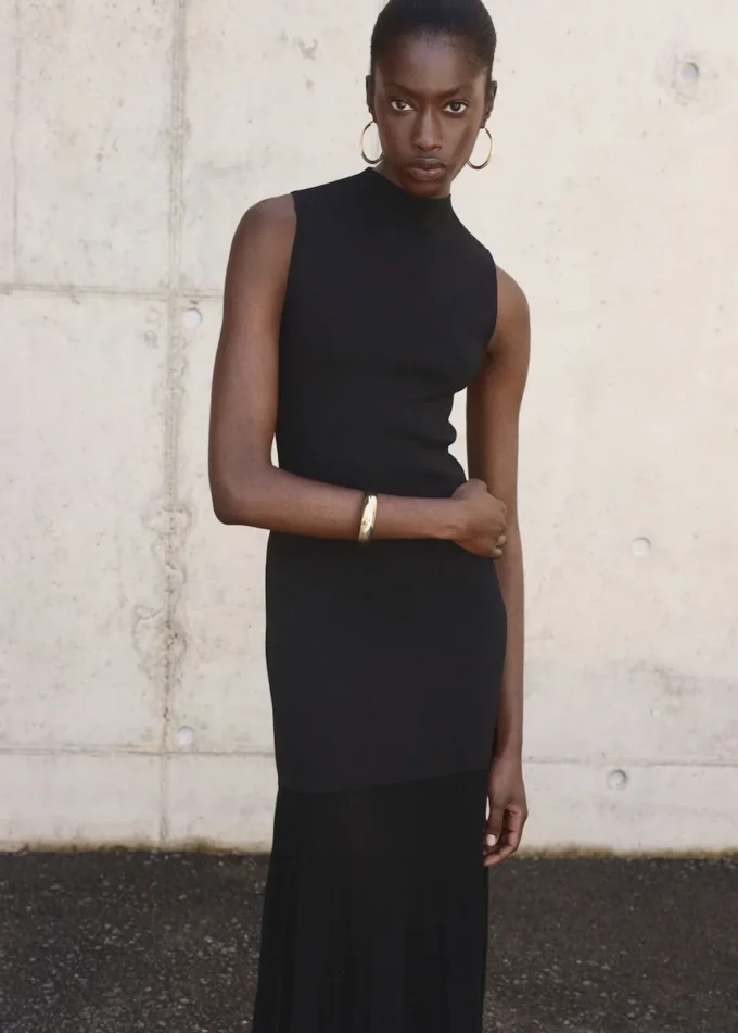 Abito combinato con collo alla coreana Abito combinato con collo alla coreana