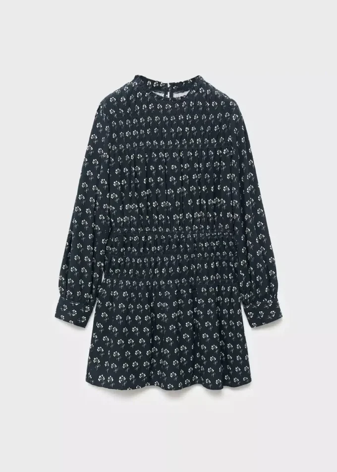 Abito con maniche a sbuffo floreali