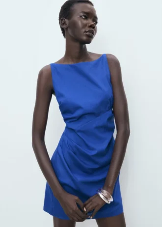 Abito drappeggiato in lino