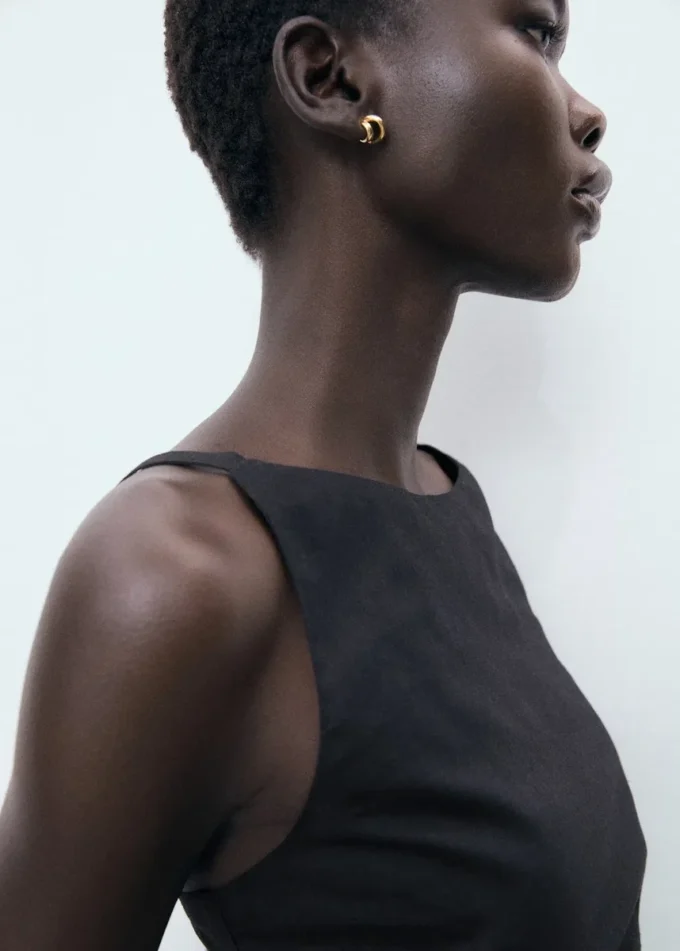 Abito drappeggiato in lino Abito drappeggiato in lino