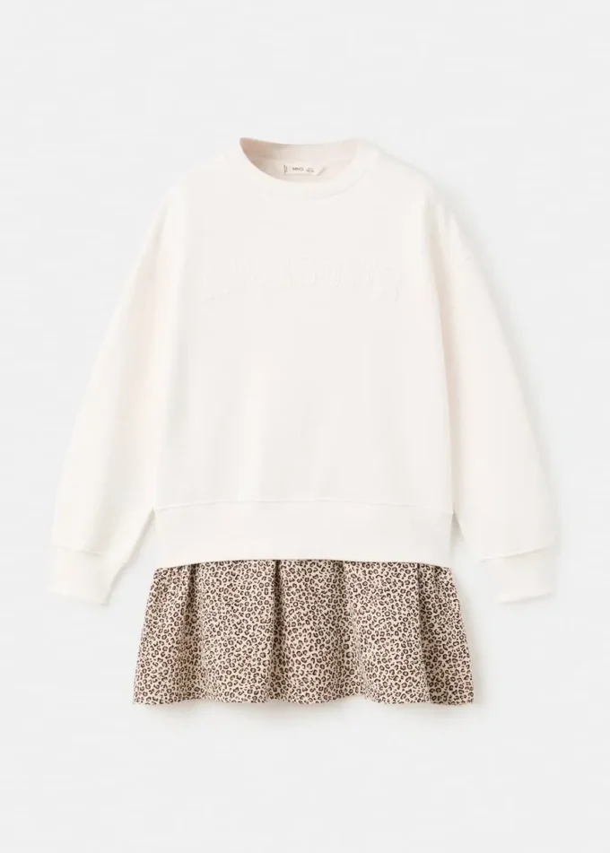 Abito felpa con stampa leopardata Abito felpa con stampa leopardata