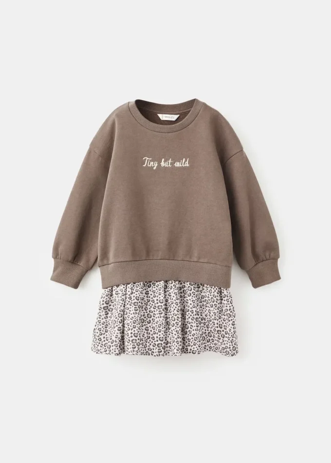 Abito felpa con stampa leopardata Abito felpa con stampa leopardata