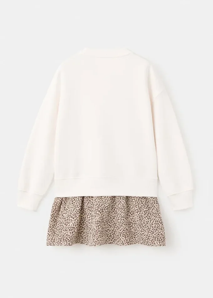 Abito felpa con stampa leopardata Abito felpa con stampa leopardata