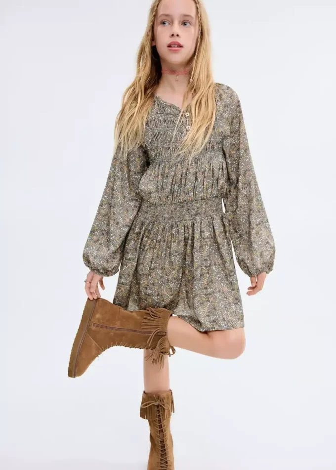 Abito floreale con ruches Abito floreale con ruches