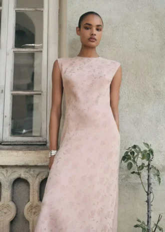 Abito in jacquard floreale satinato