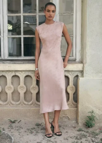 Abito in jacquard floreale satinato