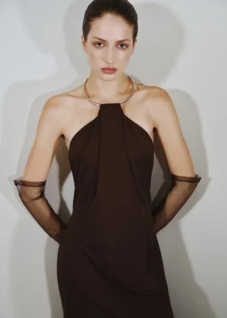 Abito in maglia fine con collo a giro