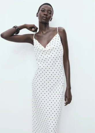 Abito midi con scollo drappeggiato