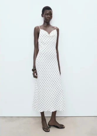 Abito midi con scollo drappeggiato