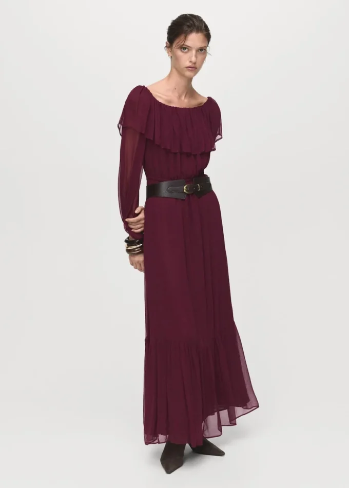 Abito senza spalline con volant Abito senza spalline con volant