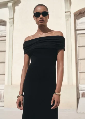 Abito senza spalline in maglia