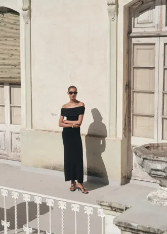 Abito senza spalline in maglia