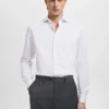 Abito slim fit in tessuto twill con gemelli da camicia Abito slim fit in tessuto twill con gemelli da camicia
