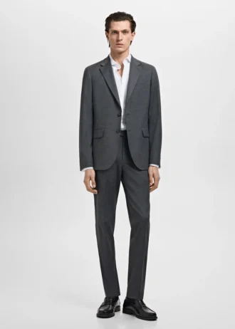 Abito slim fit in tessuto twill con gemelli da camicia