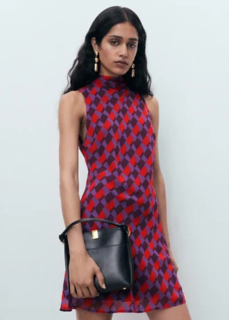 Abito stampato con dettaglio fiocco