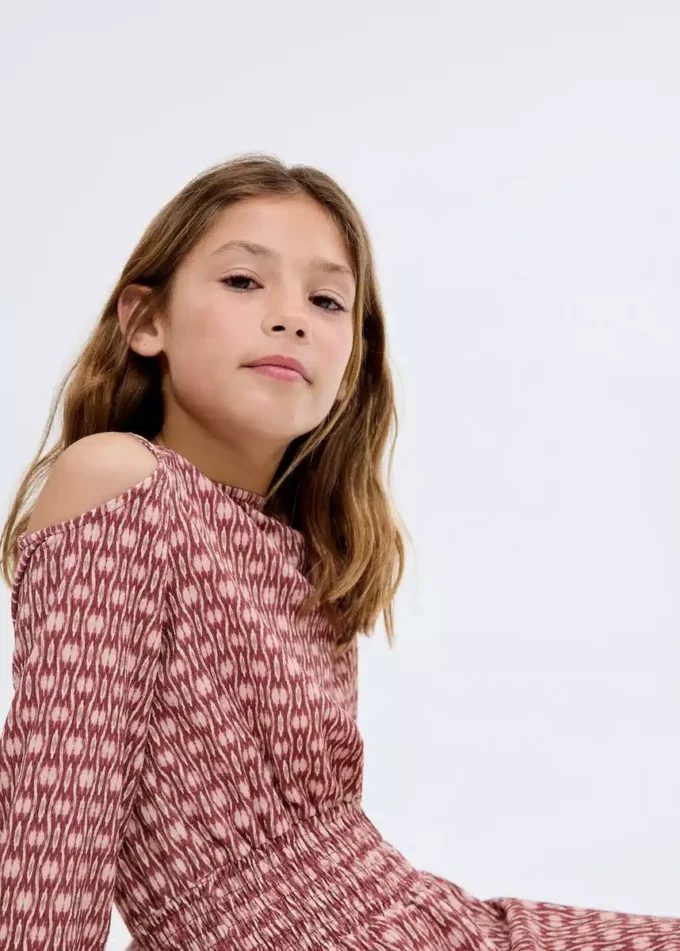 Abito stampato con ruches