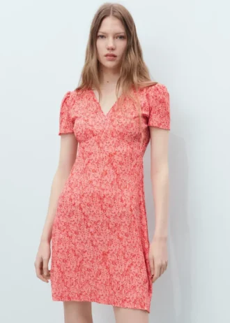 Abito stampato con scollo a V