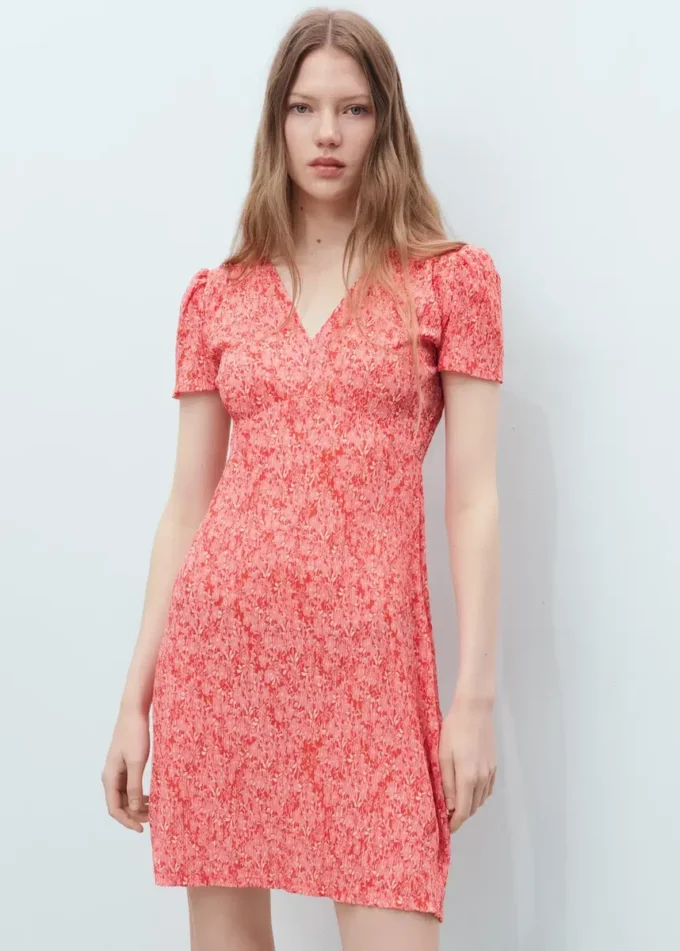 Abito stampato con scollo a V Abito stampato con scollo a V