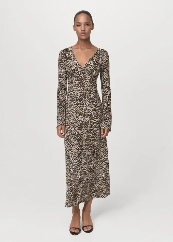 Abito stampato con scollo a V Abito stampato con scollo a V