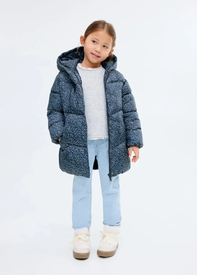 Anorak lungo imbottito a fiori Anorak lungo imbottito a fiori