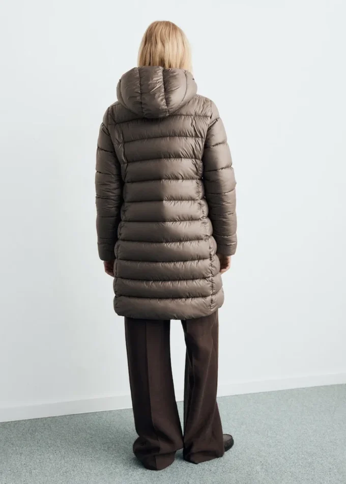 Anorak midi trapuntato con cappuccio