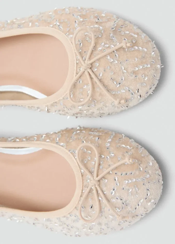 Ballerine glitterate con fiocco