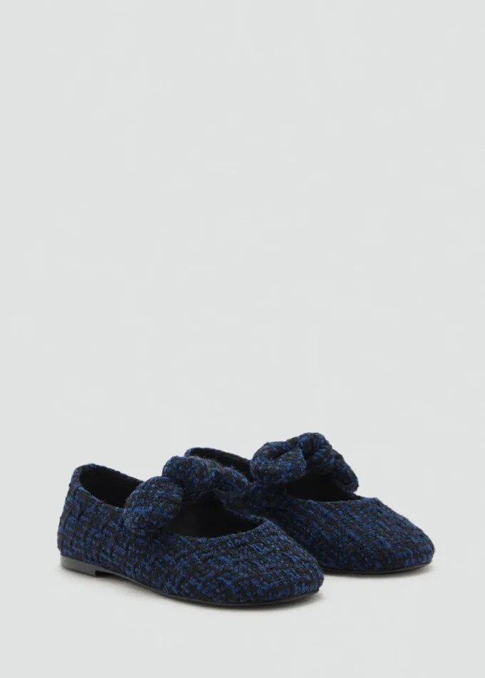 Ballerine in tweed con fiocco