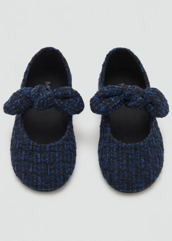 Ballerine in tweed con fiocco