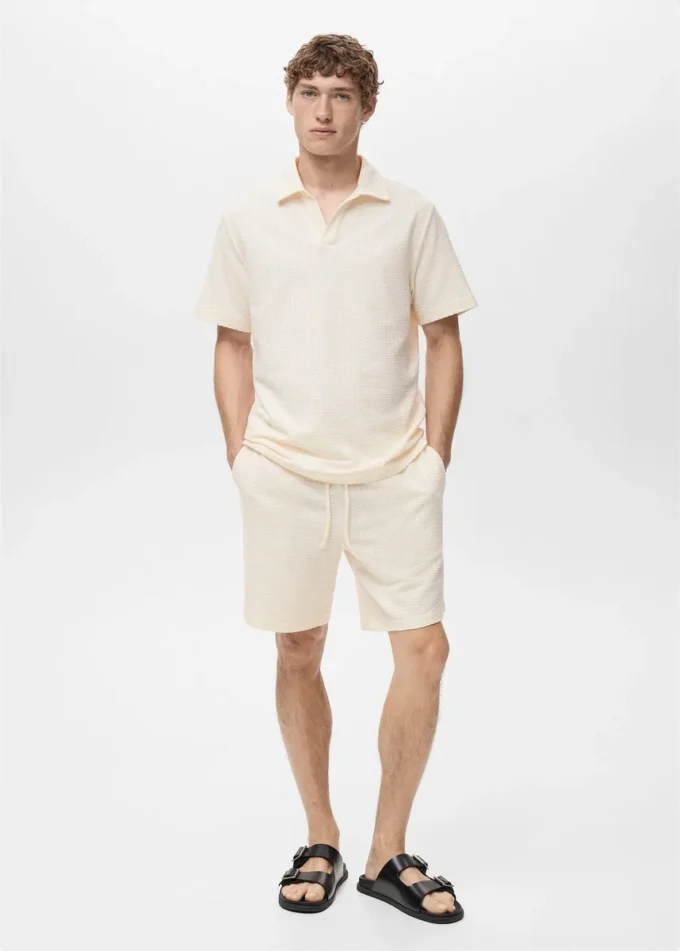 Bermuda in cotone seersucker con coulisse