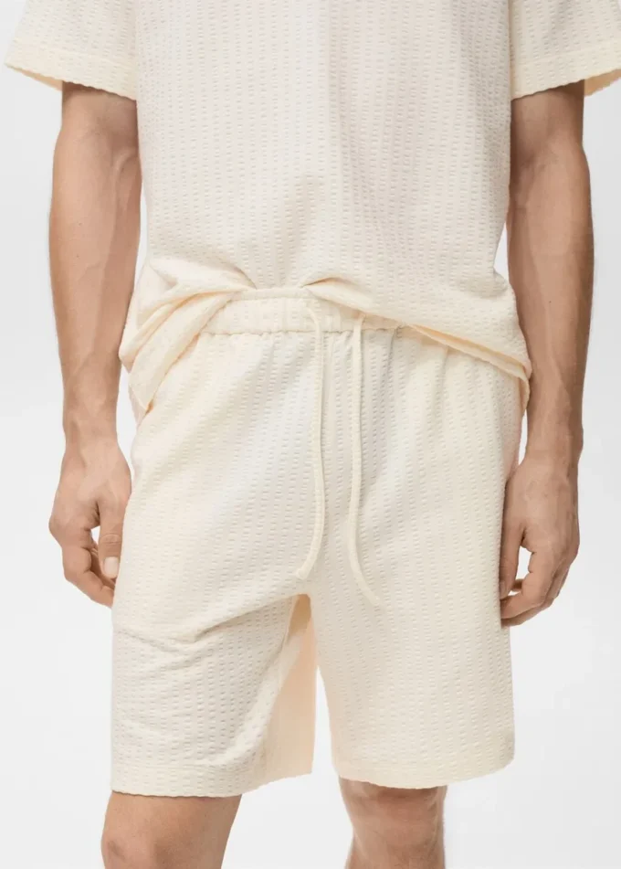 Bermuda in cotone seersucker con coulisse