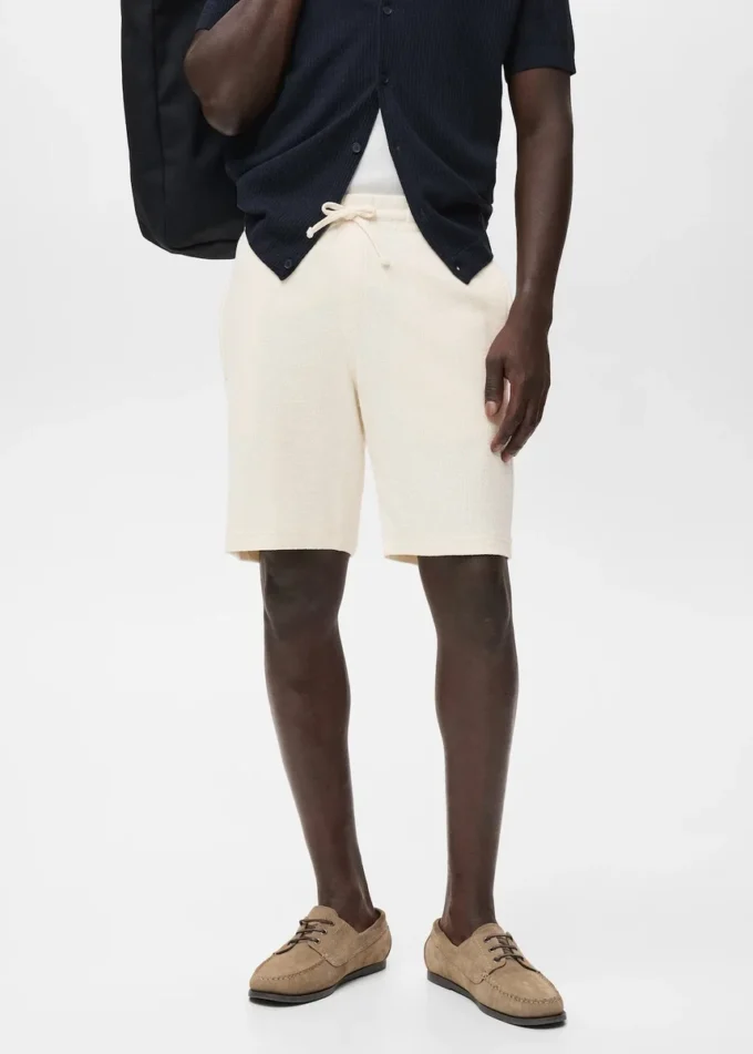 Bermuda in cotone testurizzato con coulisse