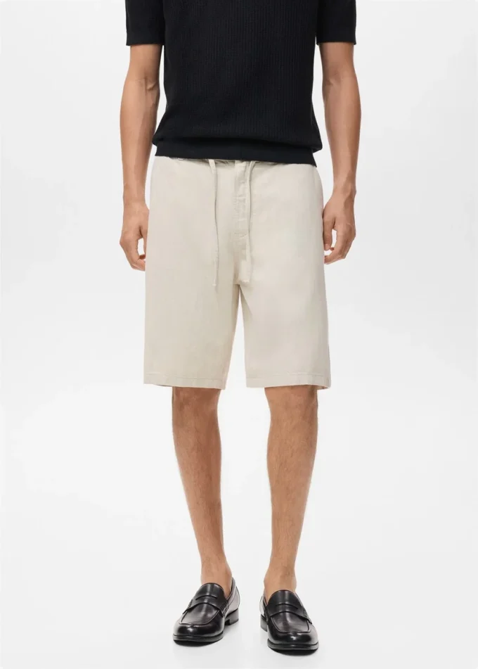 Bermuda in misto lino con coulisse Bermuda in misto lino con coulisse