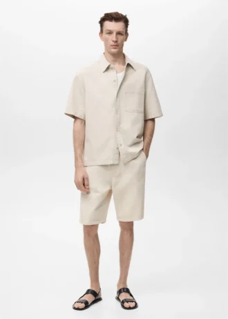 Bermuda in misto lino con coulisse