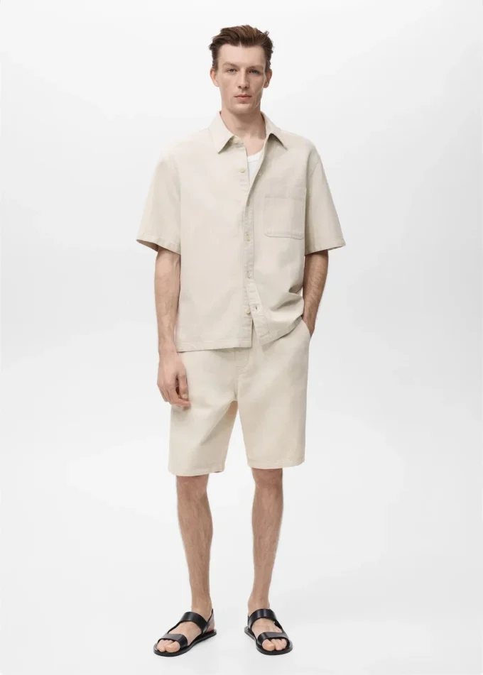 Bermuda in misto lino con coulisse Bermuda in misto lino con coulisse