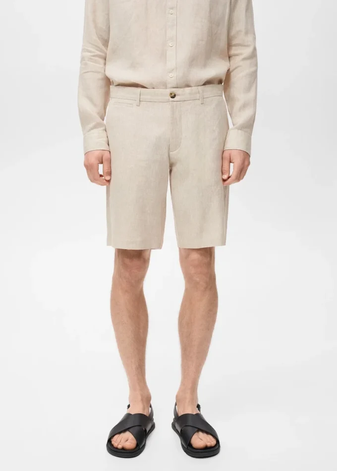 Bermuda slim fit 100% lino