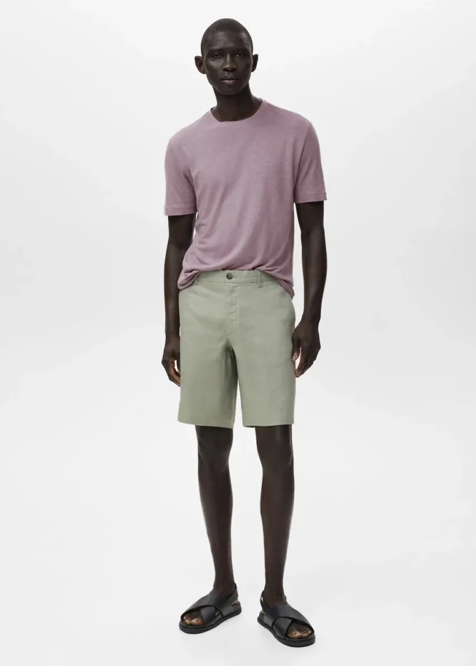 Bermuda slim fit 100% lino