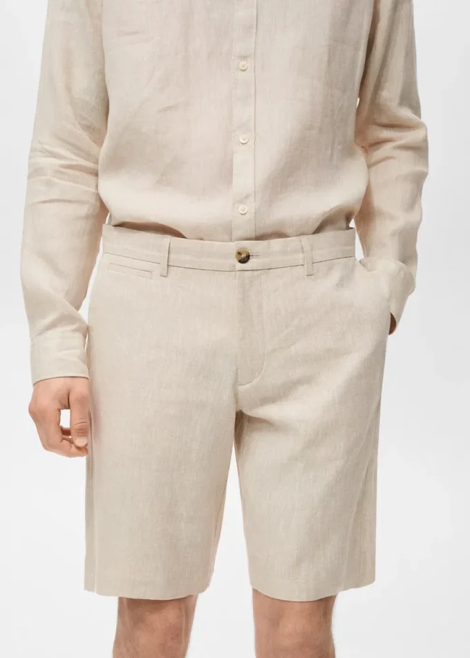 Bermuda slim fit 100% lino