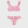 Bikini a righe con volant Bikini a righe con volant