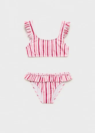 Bikini a righe con volant