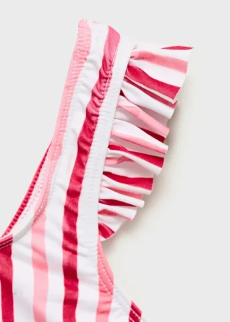 Bikini a righe con volant