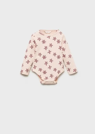 Body a costine con stampa floreale