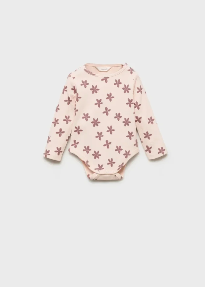 Body a costine con stampa floreale Body a costine con stampa floreale