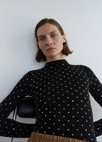 Body a maniche lunghe con cristalli