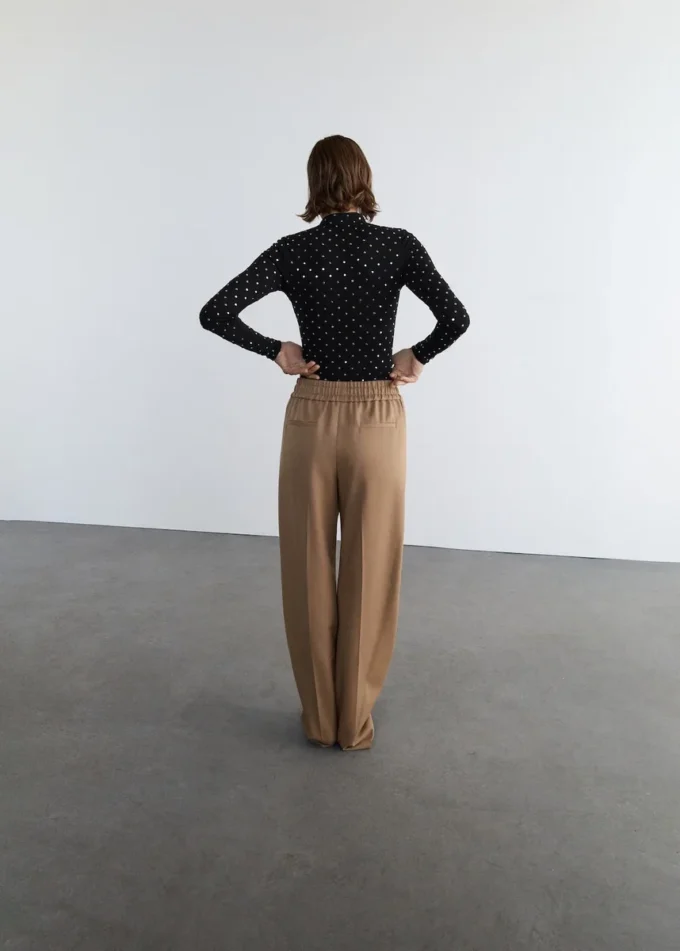 Body a maniche lunghe con cristalli